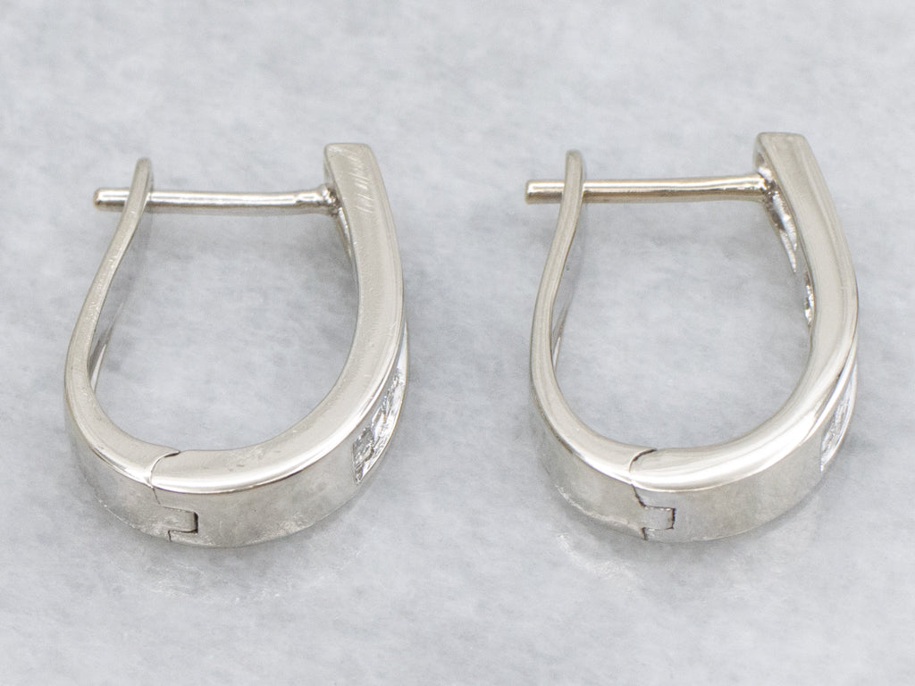 Princess Cut Diamond Huggie Hoop Earrings