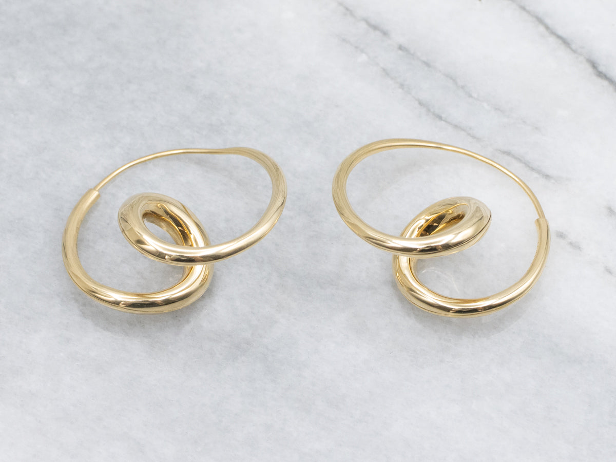 Twisting Freeform Gold Designer Michael Good Hoop Earrings