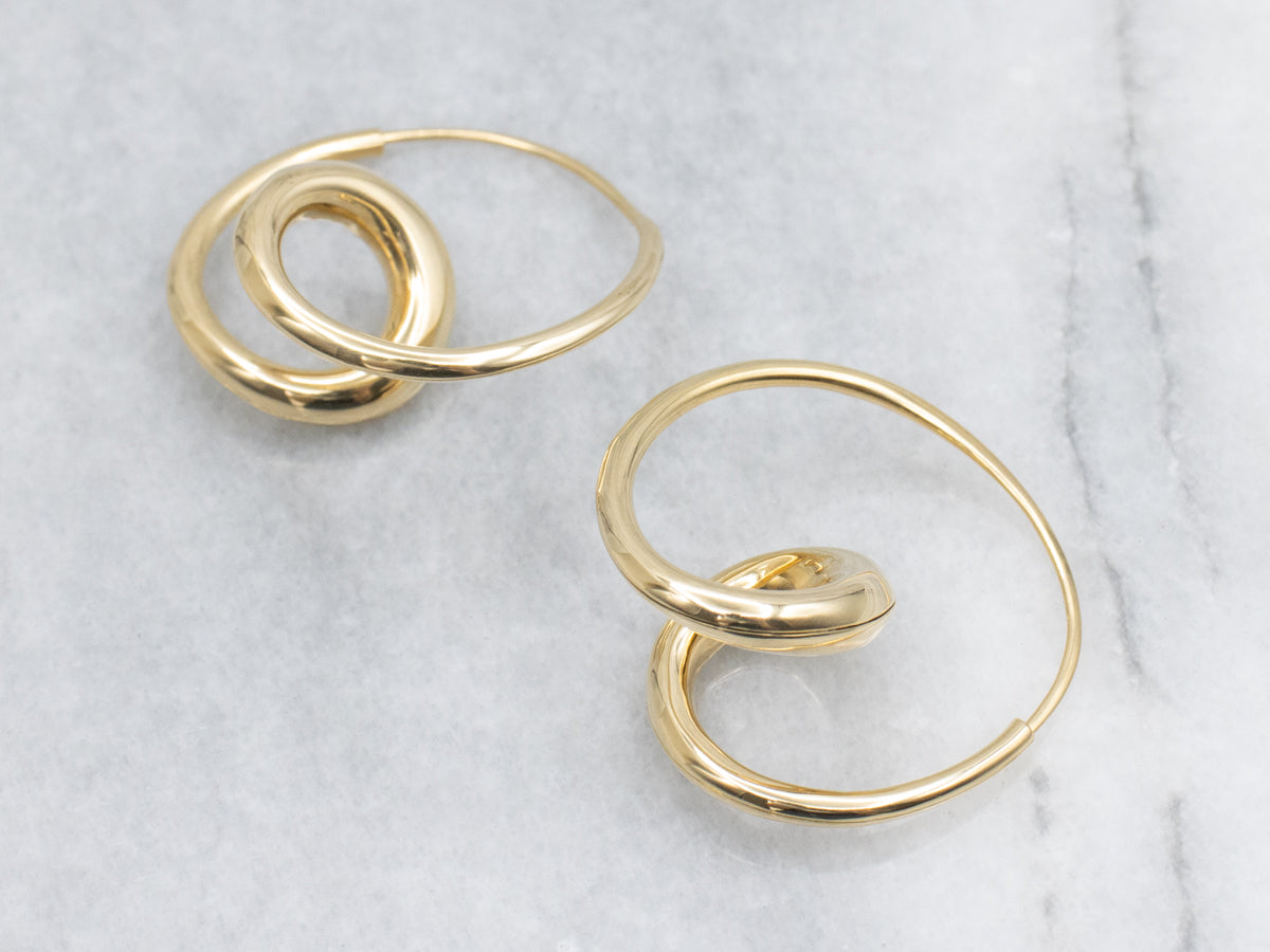 Twisting Freeform Gold Designer Michael Good Hoop Earrings