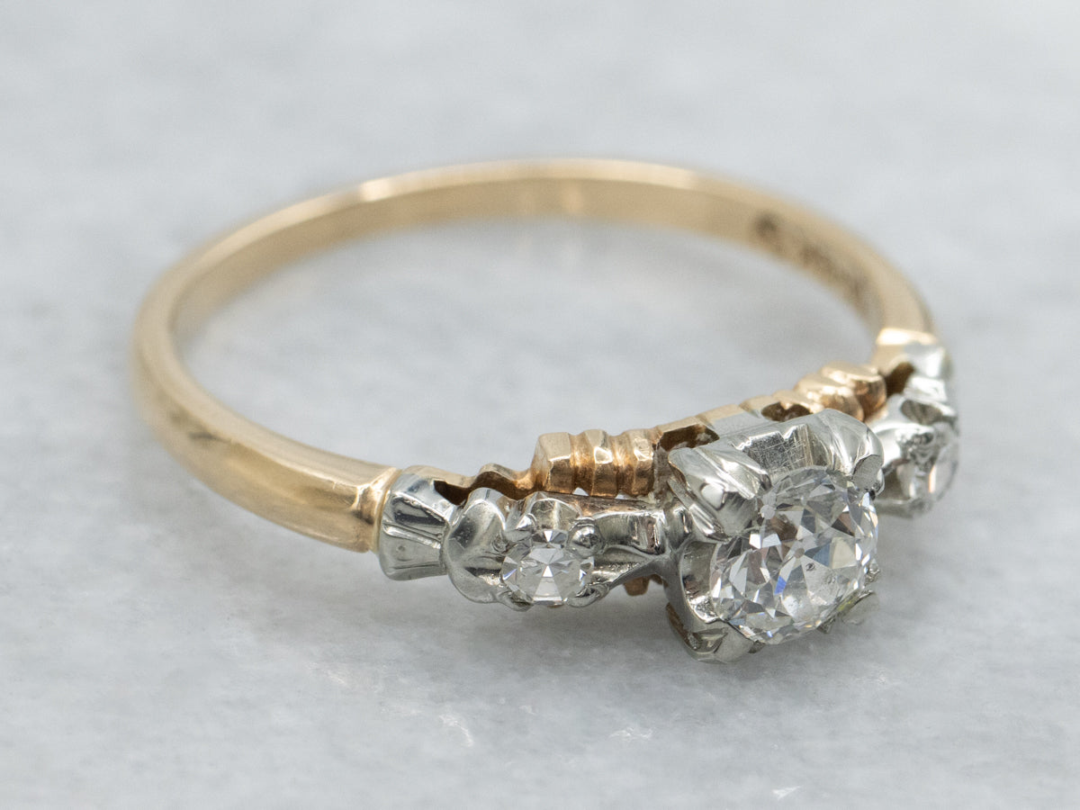 Old Mine Cut Diamond Retro Era Engagement Ring
