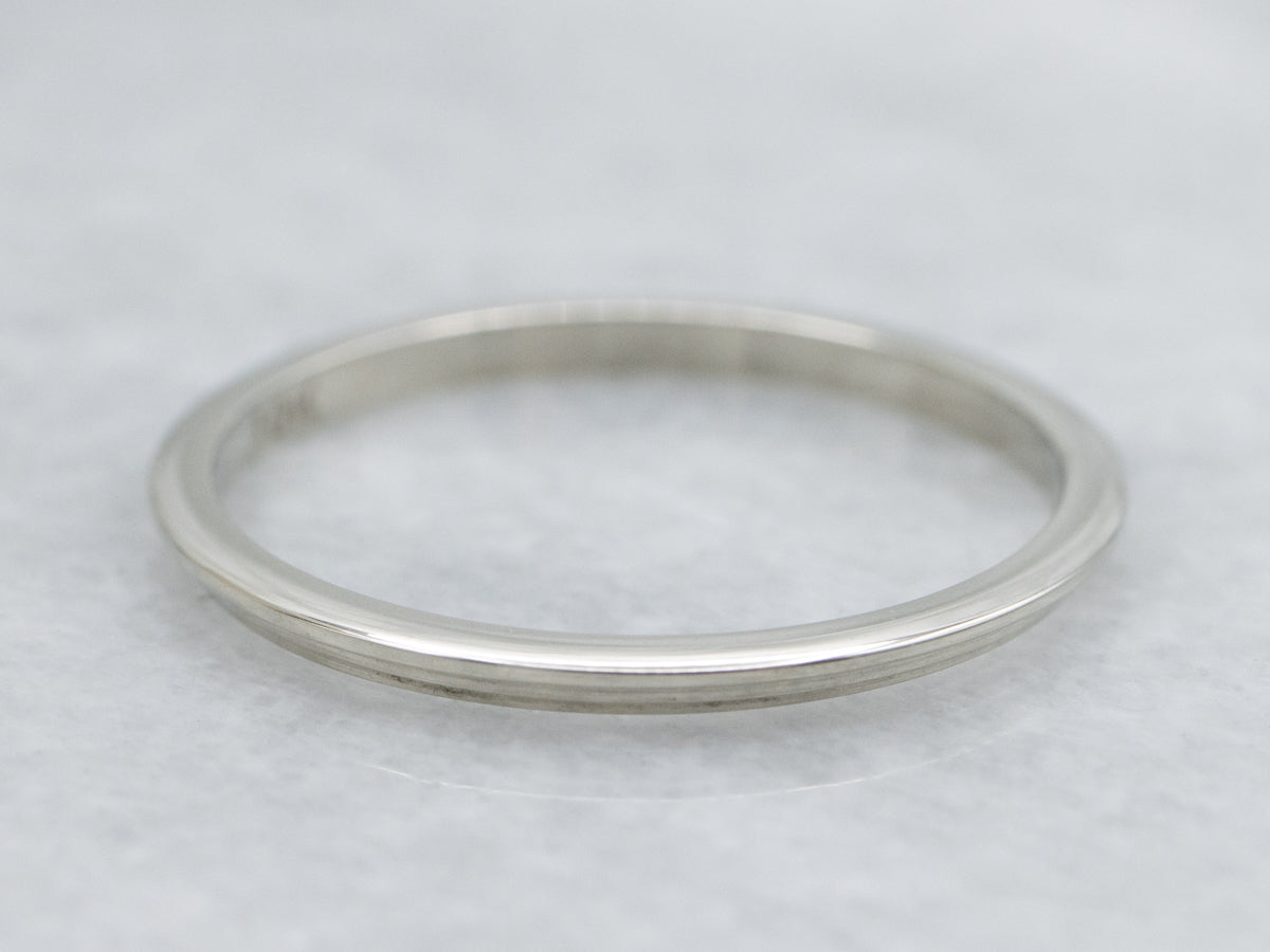 Simple Stepped White Gold Band