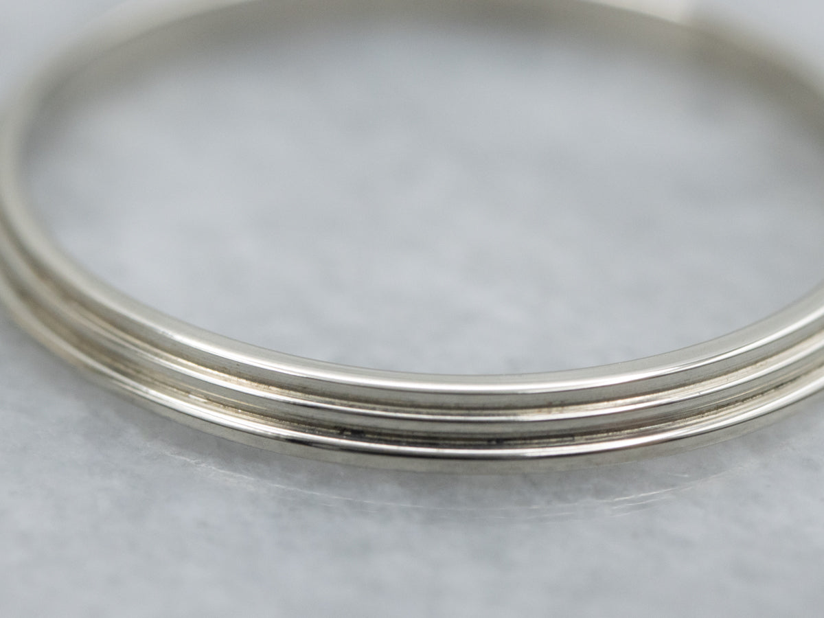 Simple Stepped White Gold Band