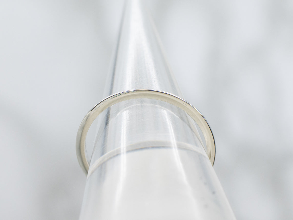 Simple Stepped White Gold Band