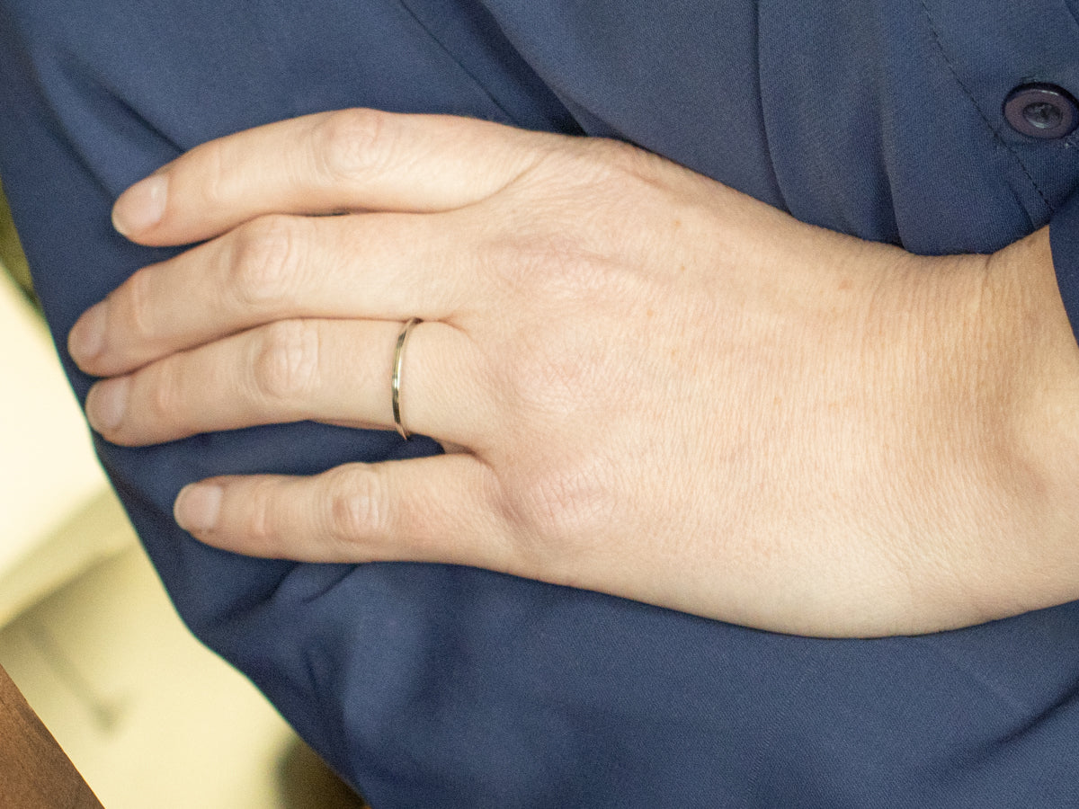 Simple Stepped White Gold Band