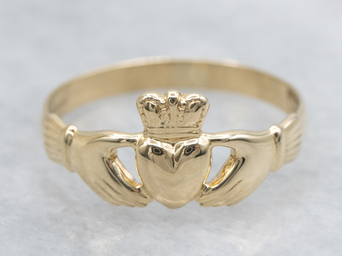 Polished Irish Made Gold Claddagh Ring