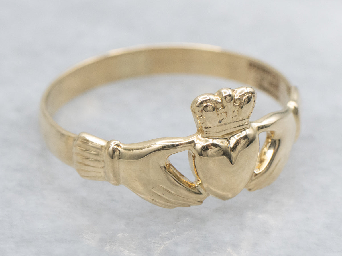 Polished Irish Made Gold Claddagh Ring