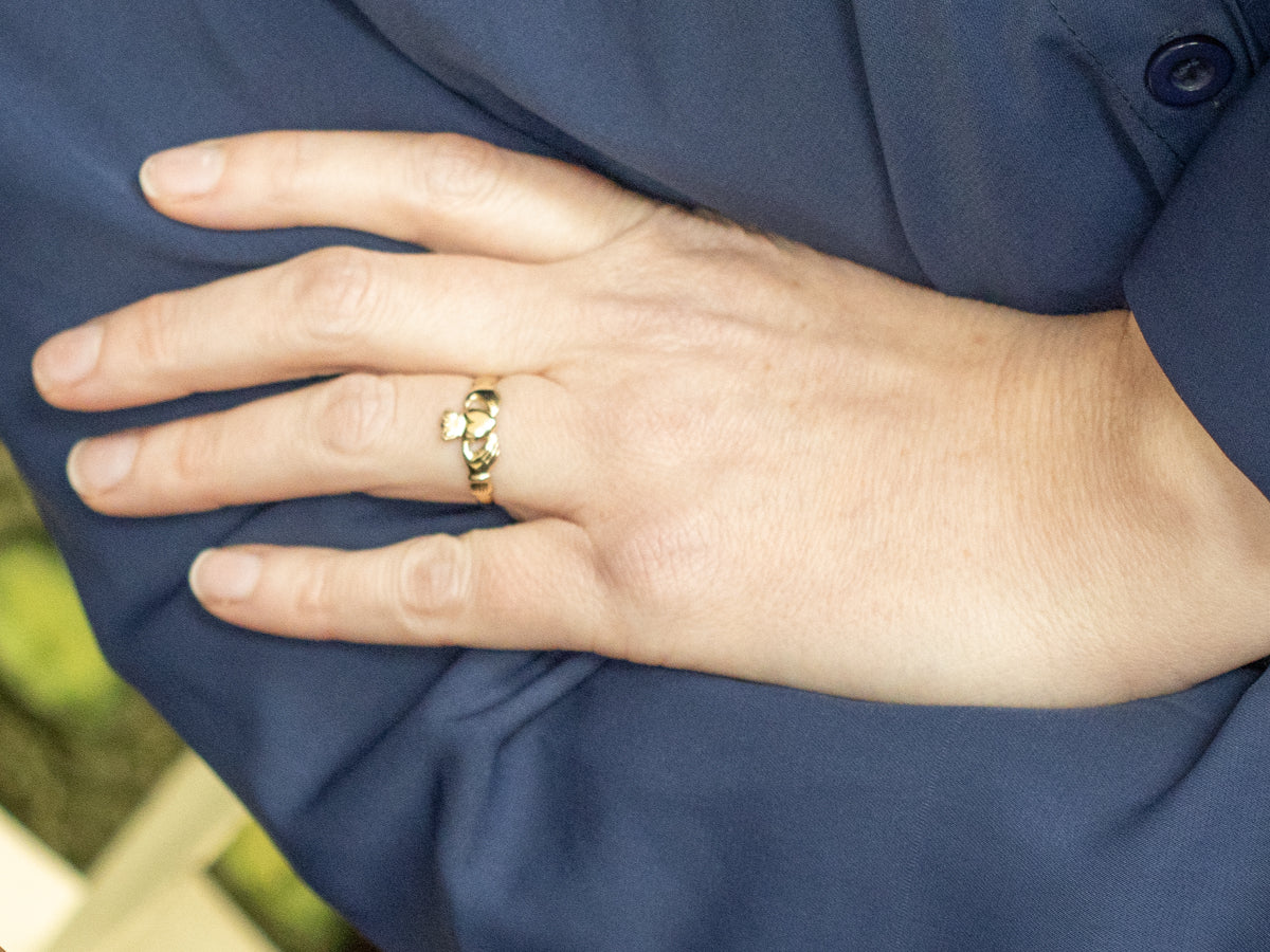 Polished Irish Made Gold Claddagh Ring