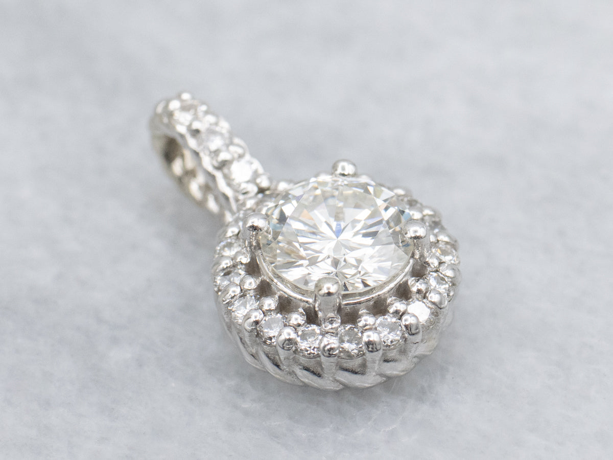 Modern Brilliant Diamond Halo Pendant