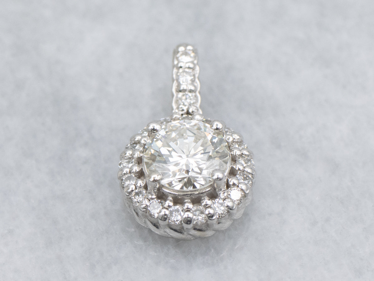 Modern Brilliant Diamond Halo Pendant