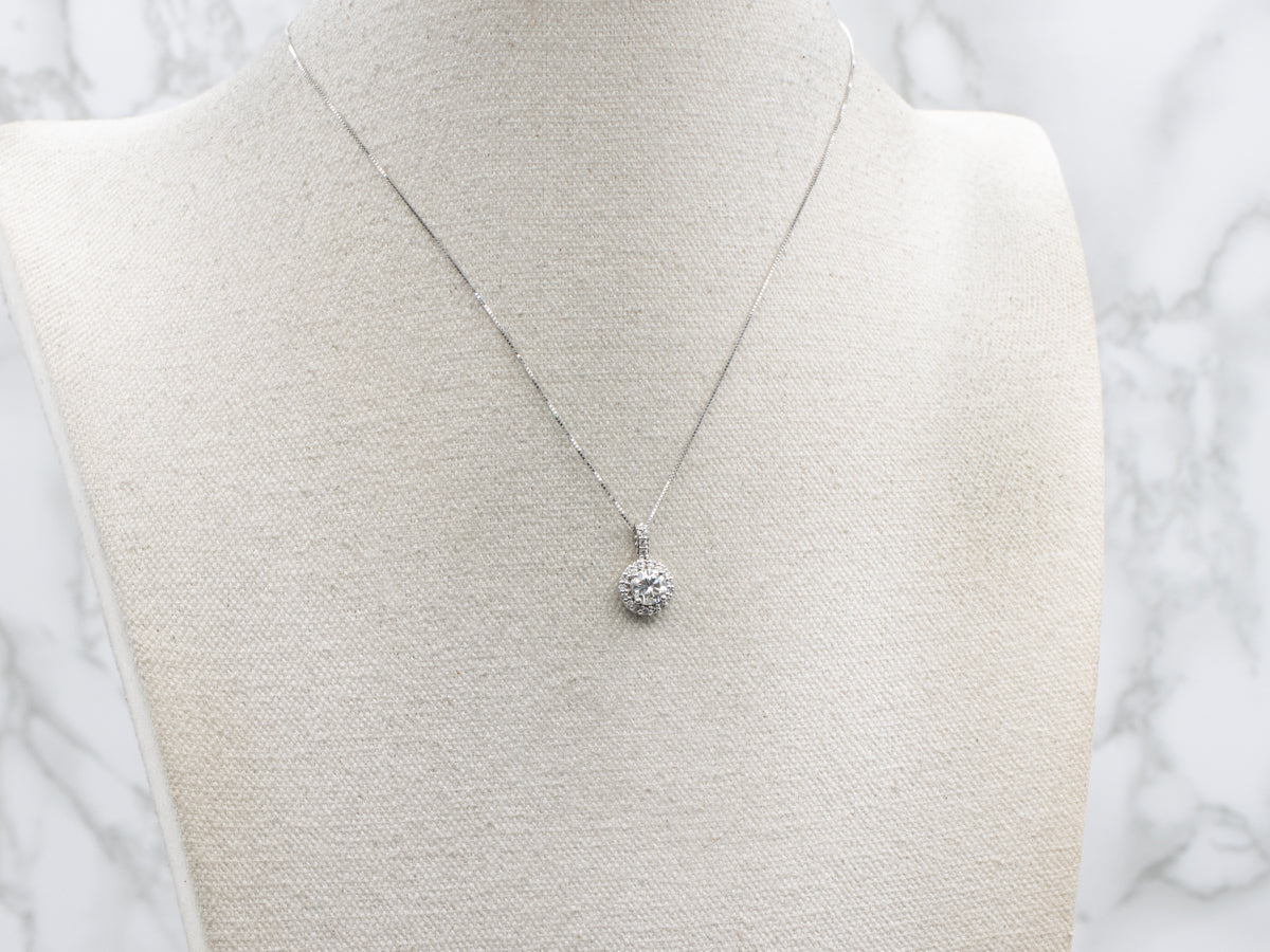 Modern Brilliant Diamond Halo Pendant