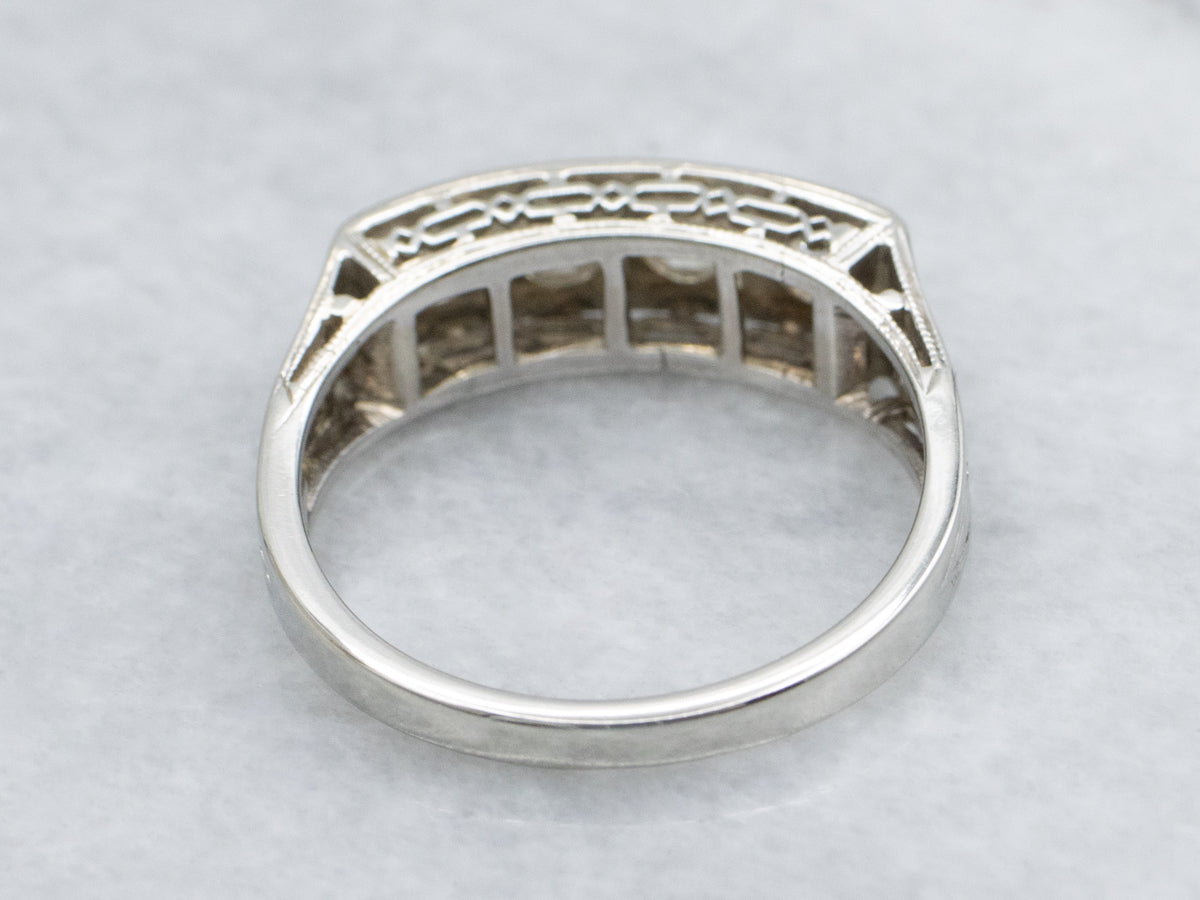 Old Mine Cut Diamond Art Deco Era Filigree Band