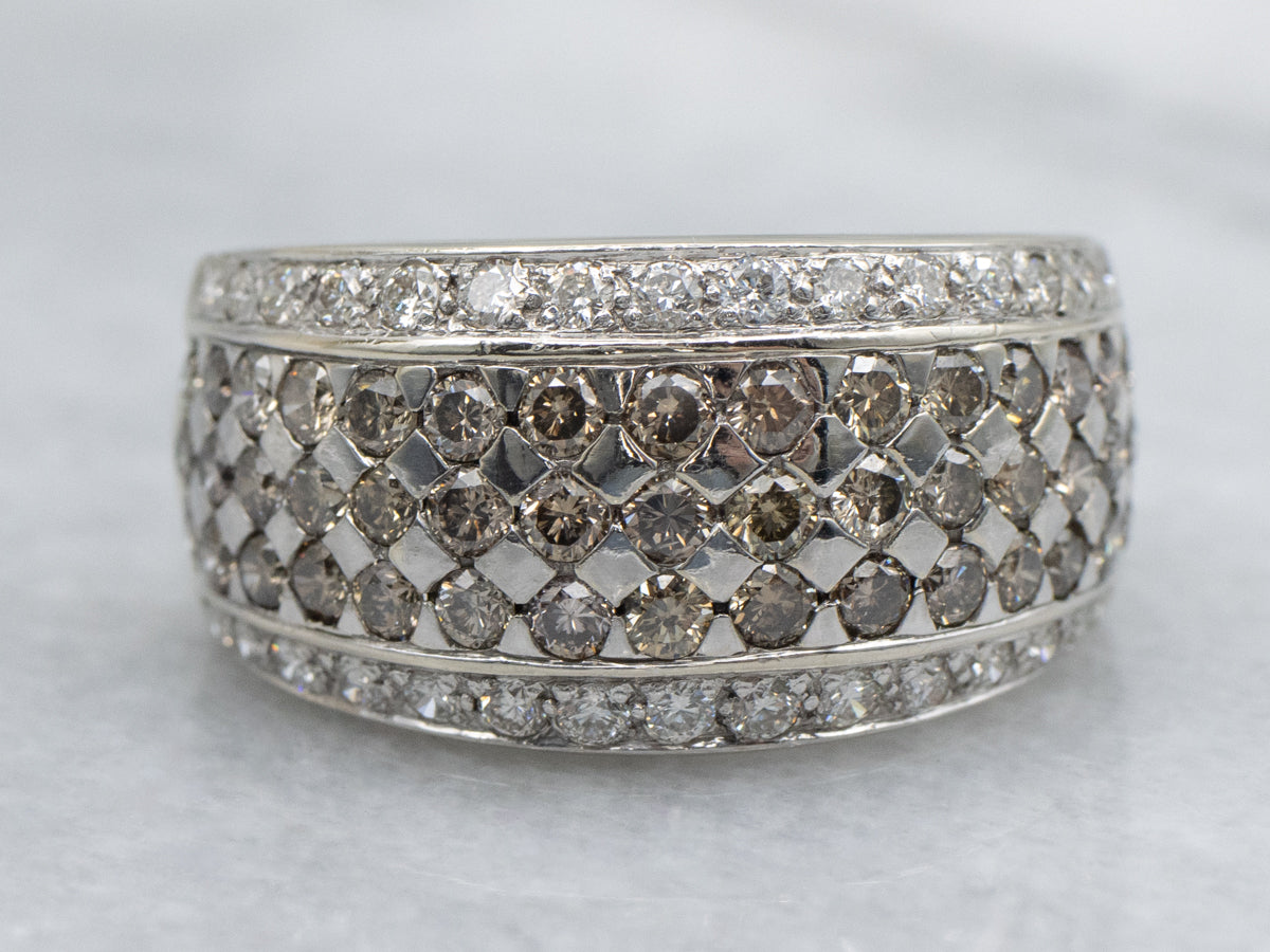 Multi-Row Champagne and Brilliant Diamond Cocktail Band