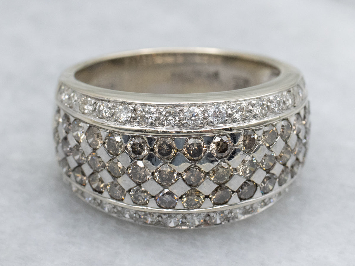 Multi-Row Champagne and Brilliant Diamond Cocktail Band