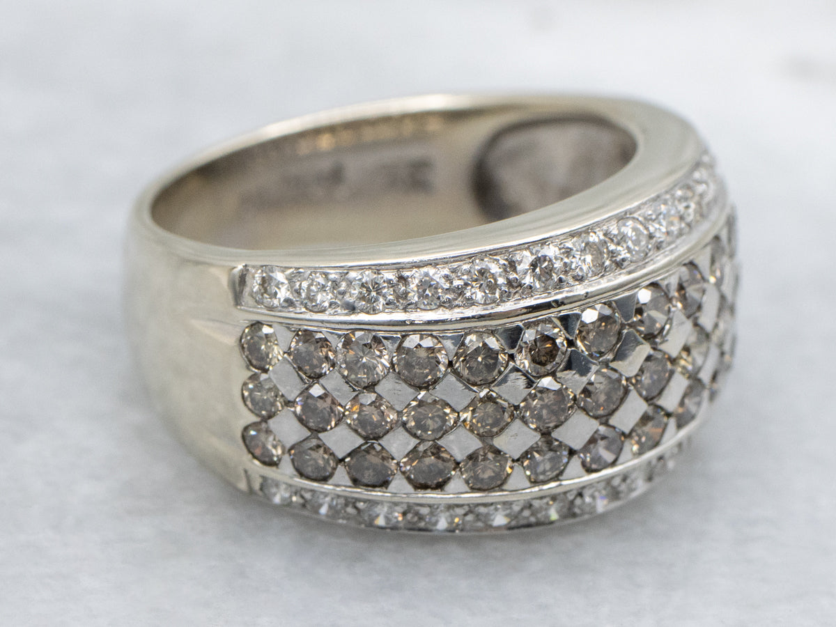 Multi-Row Champagne and Brilliant Diamond Cocktail Band