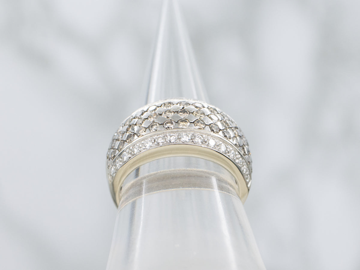Multi-Row Champagne and Brilliant Diamond Cocktail Band