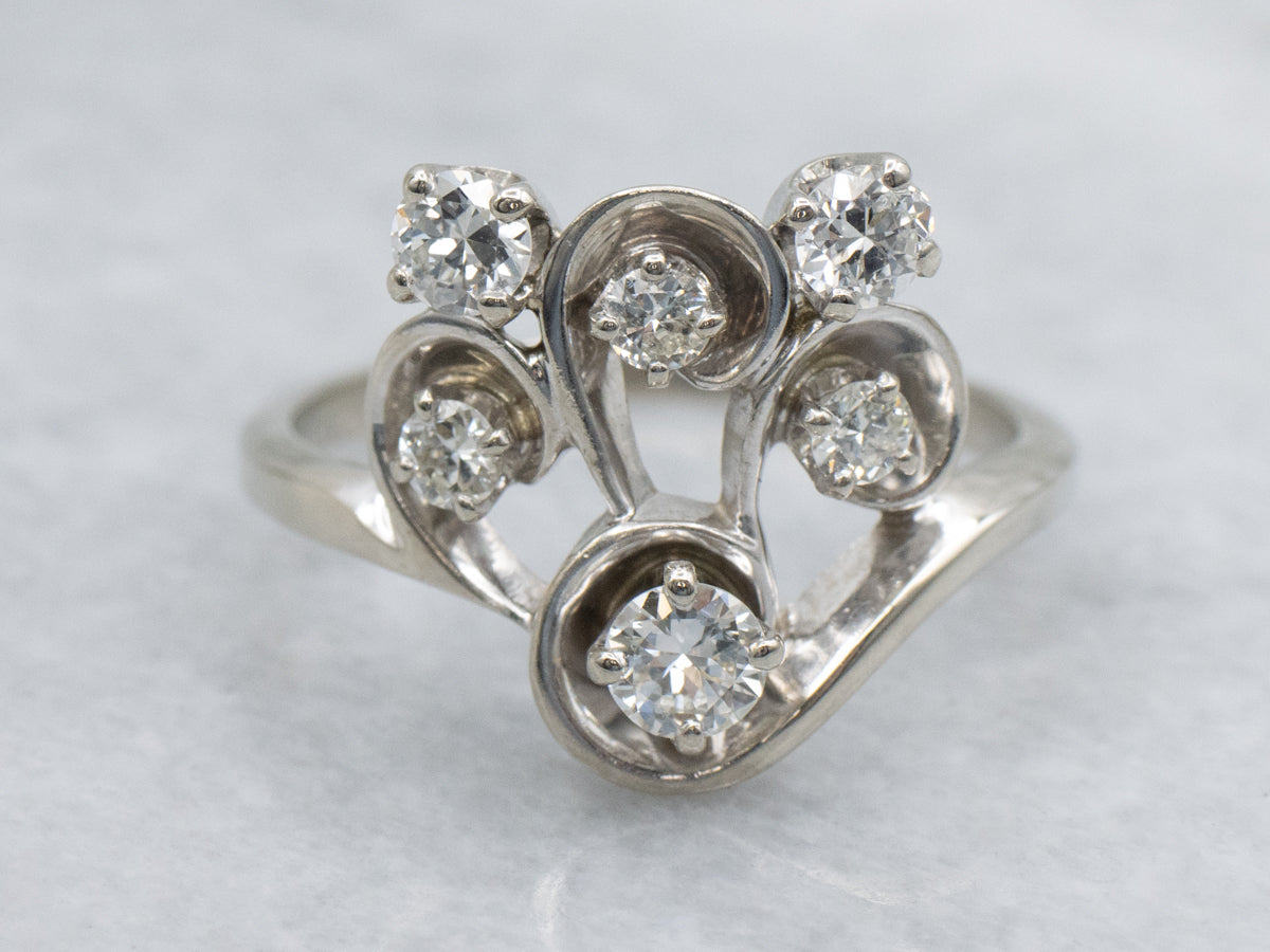 Swirling Gold and Sparkling Diamond Ring