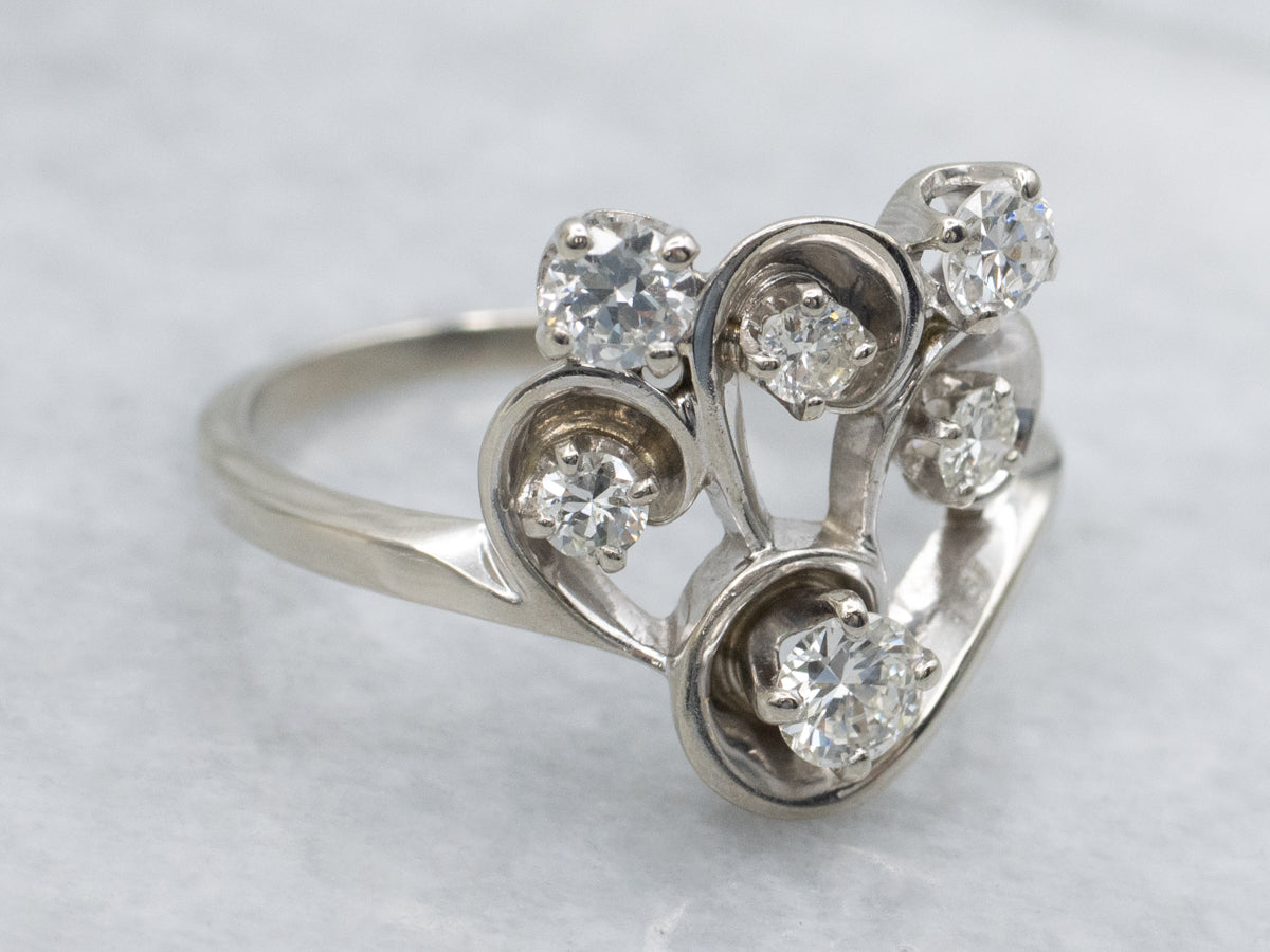 Swirling Gold and Sparkling Diamond Ring