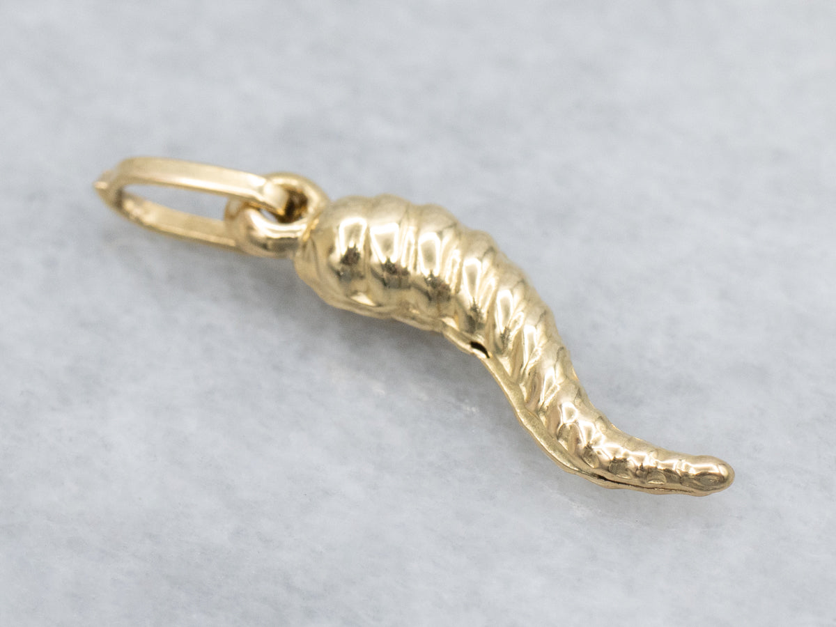 Vintage 18-Karat Gold Italian Cornicello Horn Charm Pendant