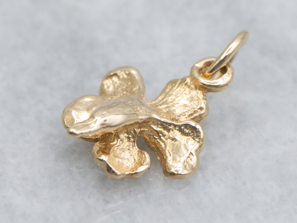 Yellow Gold Iris Flower Charm Pendant