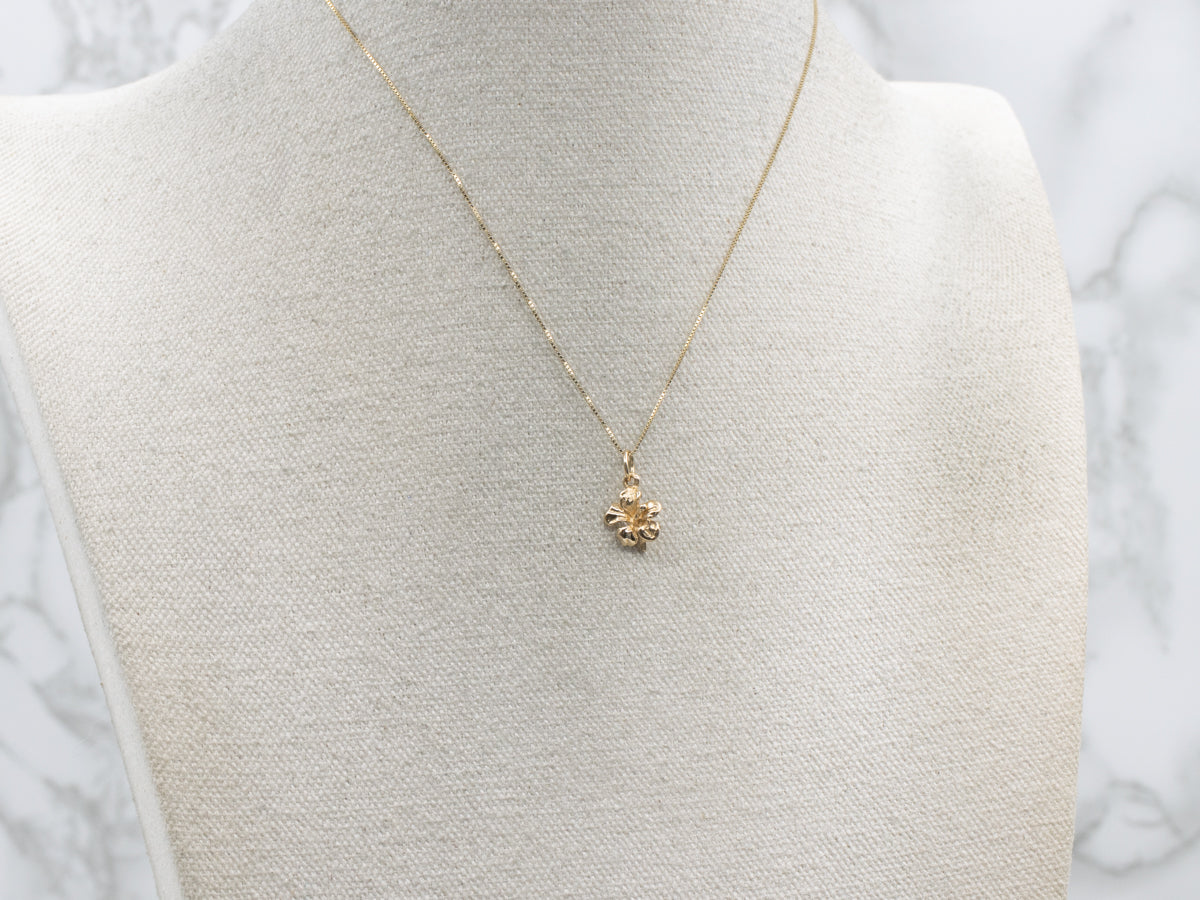 Yellow Gold Iris Flower Charm Pendant