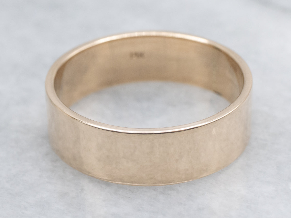 Men's Polished Gold Flat Wedding Band