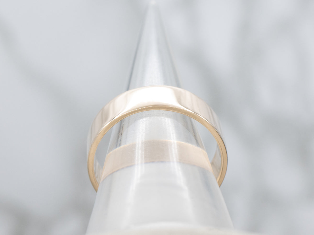 Men's Polished Gold Flat Wedding Band