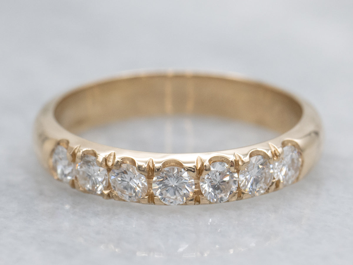Round Brilliant Diamond and Gold Wedding Band