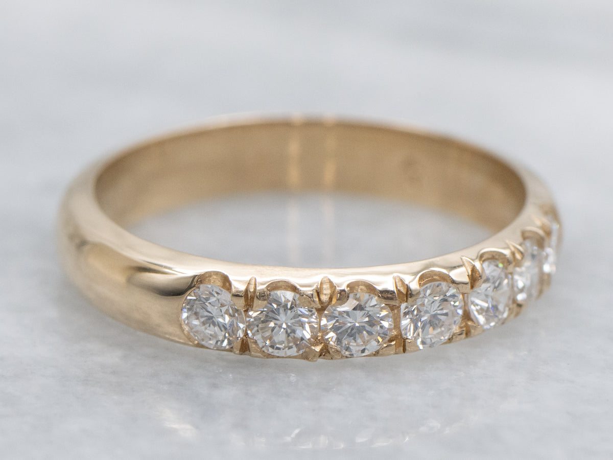 Round Brilliant Diamond and Gold Wedding Band