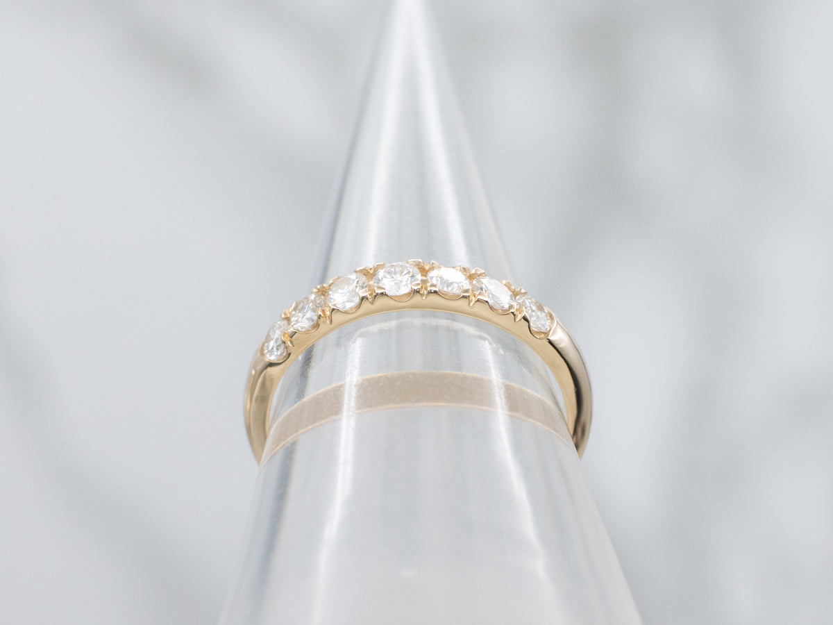Round Brilliant Diamond and Gold Wedding Band