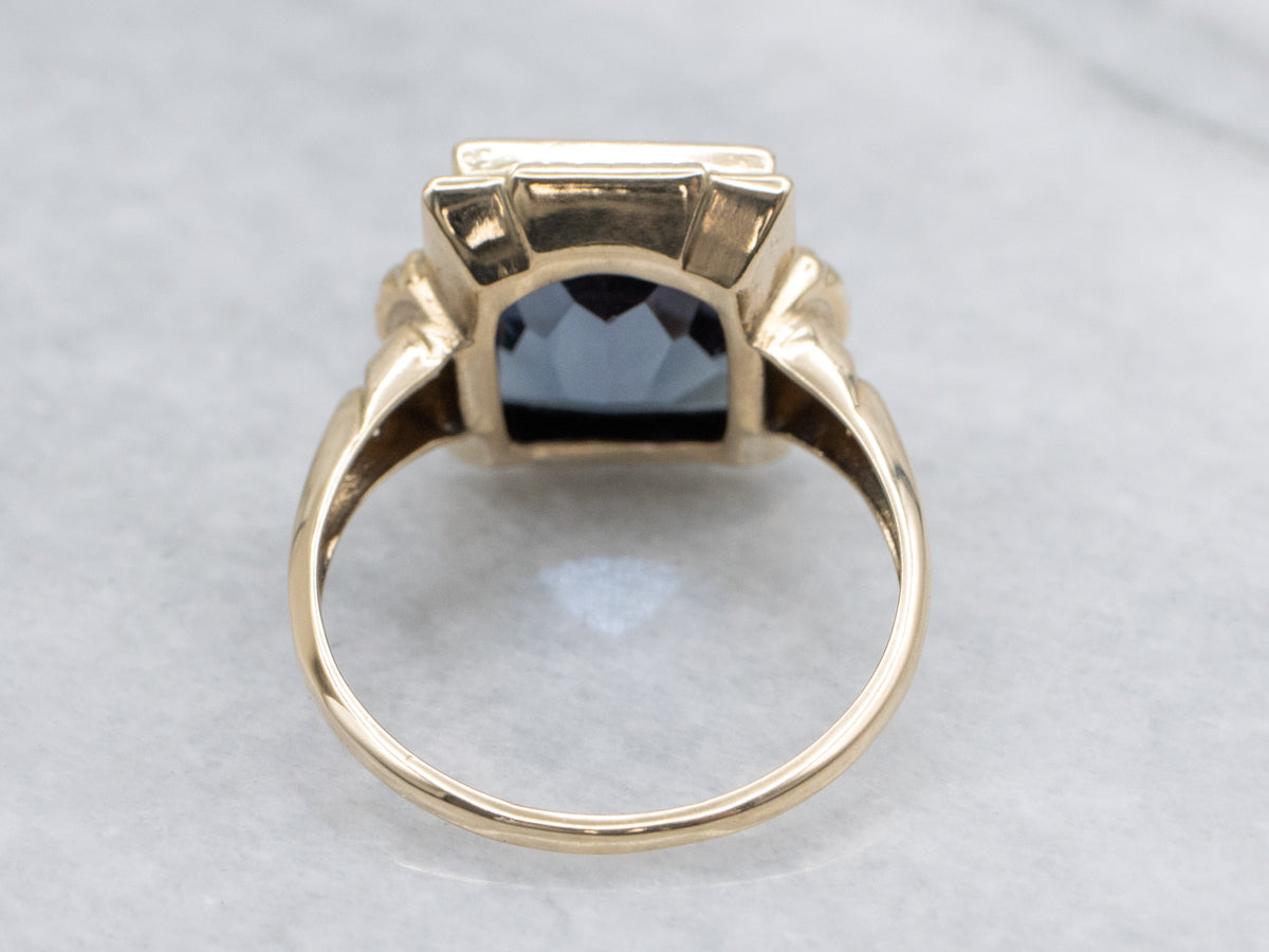 Victorian Revival Bezel-Set Synthetic Alexandrite Ring