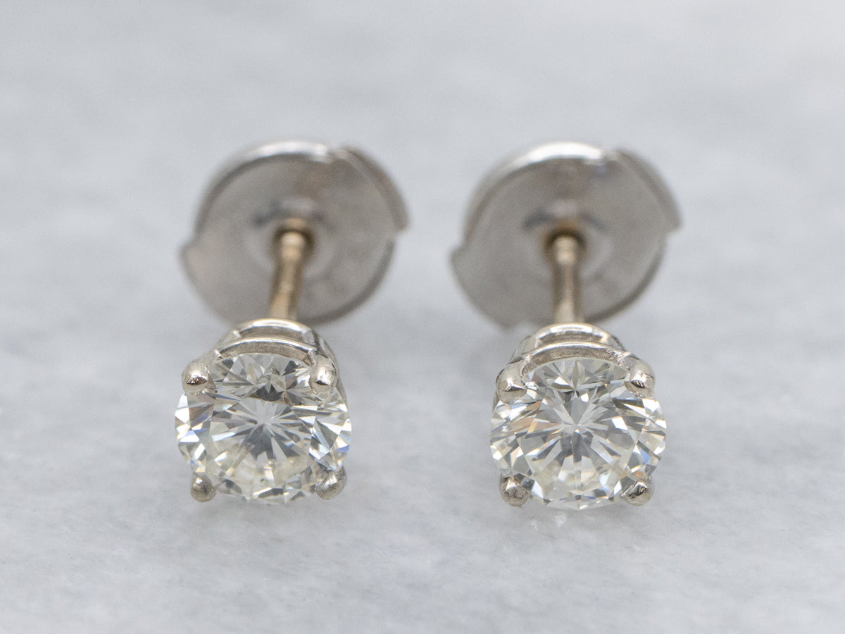 Round Brilliant Diamond White Gold Stud Earrings