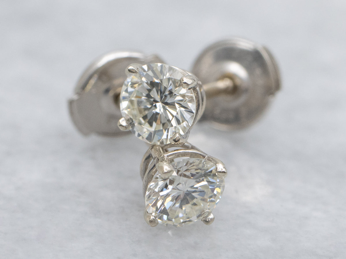 Round Brilliant Diamond White Gold Stud Earrings