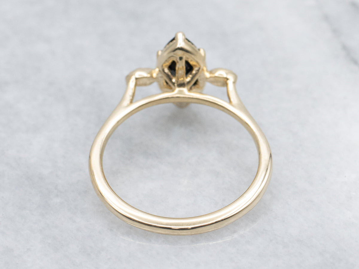 Marquise-Cut Sapphire and Diamond Three Stone Ring