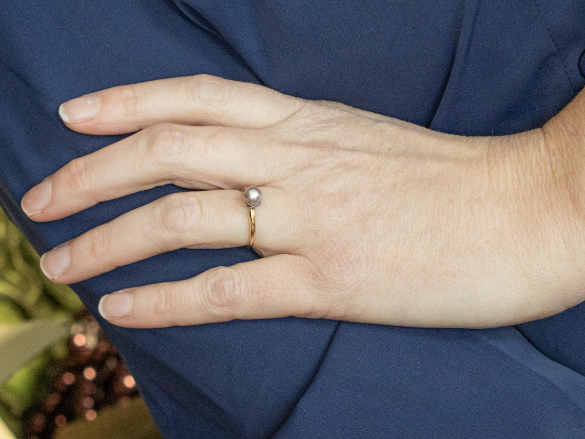 Lavender Pearl in Two-Tone Gold Solitaire Setting