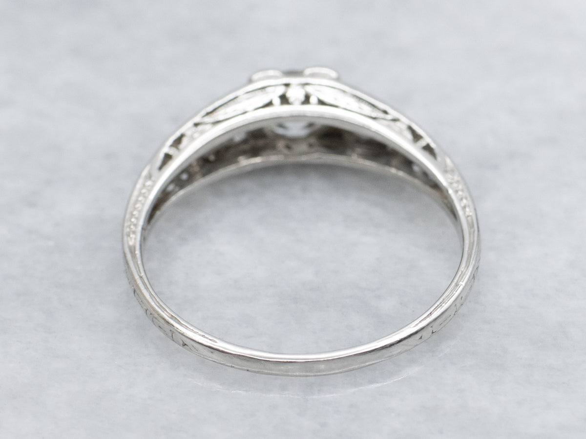 Old European Cut Diamond 1930s Platinum Engagement Ring