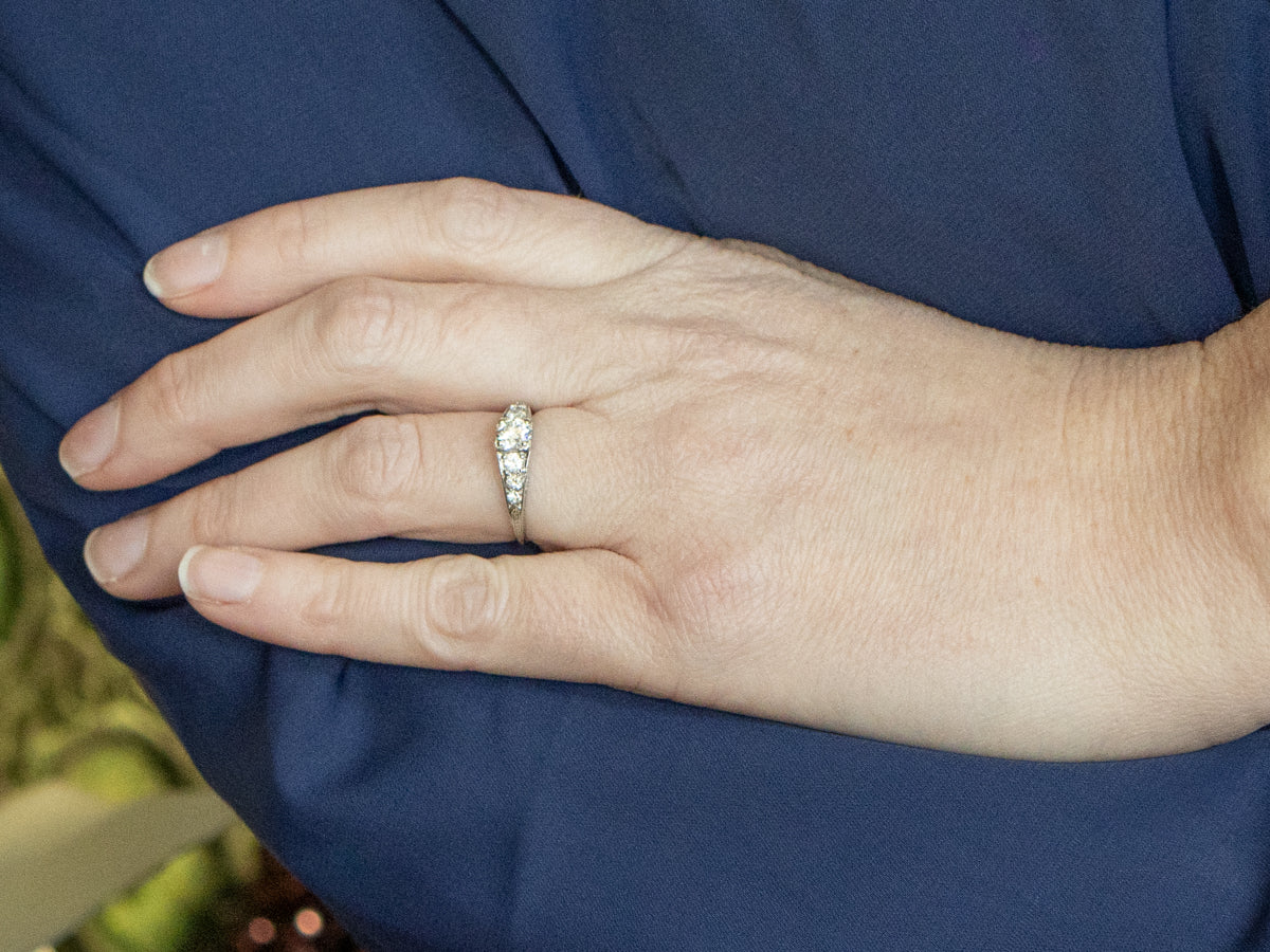 Old European Cut Diamond 1930s Platinum Engagement Ring