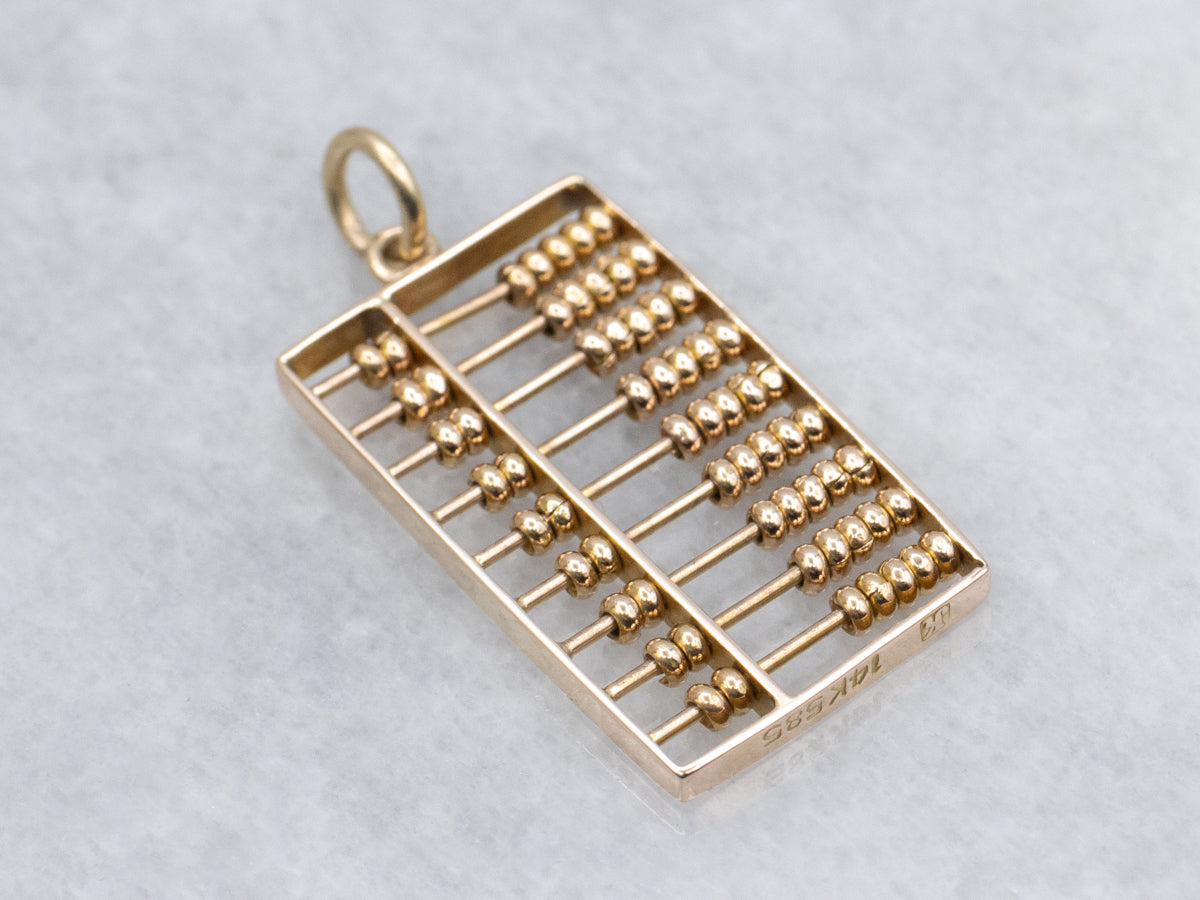 Yellow Gold Abacus Vintage Charm Pendant