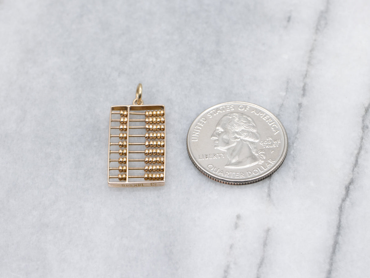 Yellow Gold Abacus Vintage Charm Pendant