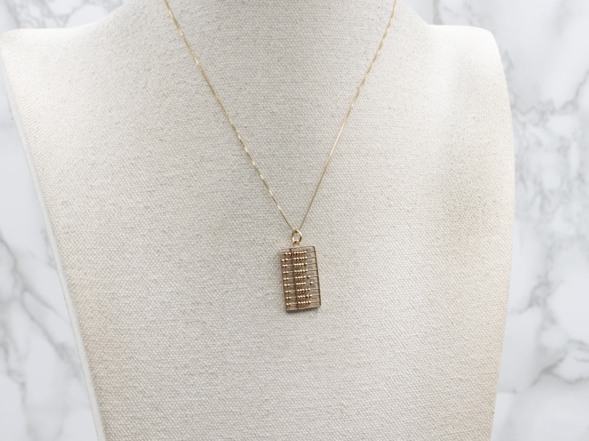 Yellow Gold Abacus Vintage Charm Pendant