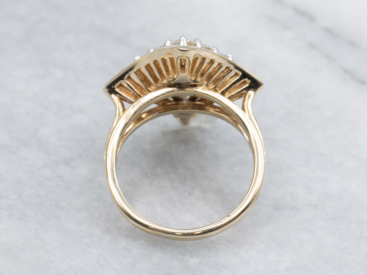 Two-Tone Gold Diamond Cluster Cocktail Ring