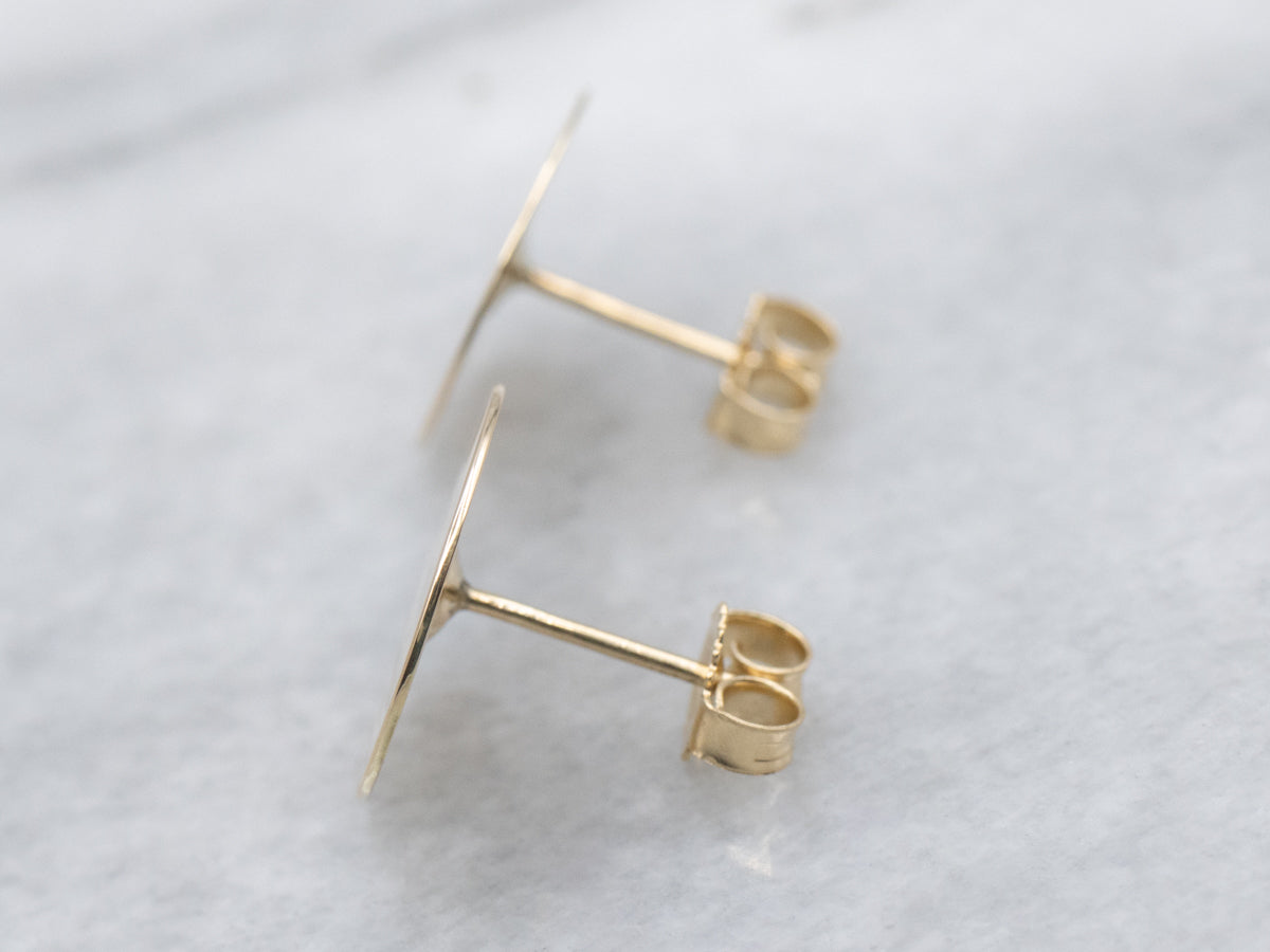 Polished Gold Flat Disc Stud Earrings