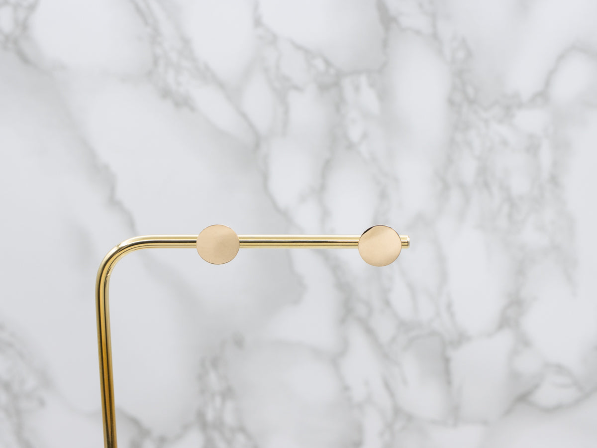 Polished Gold Flat Disc Stud Earrings