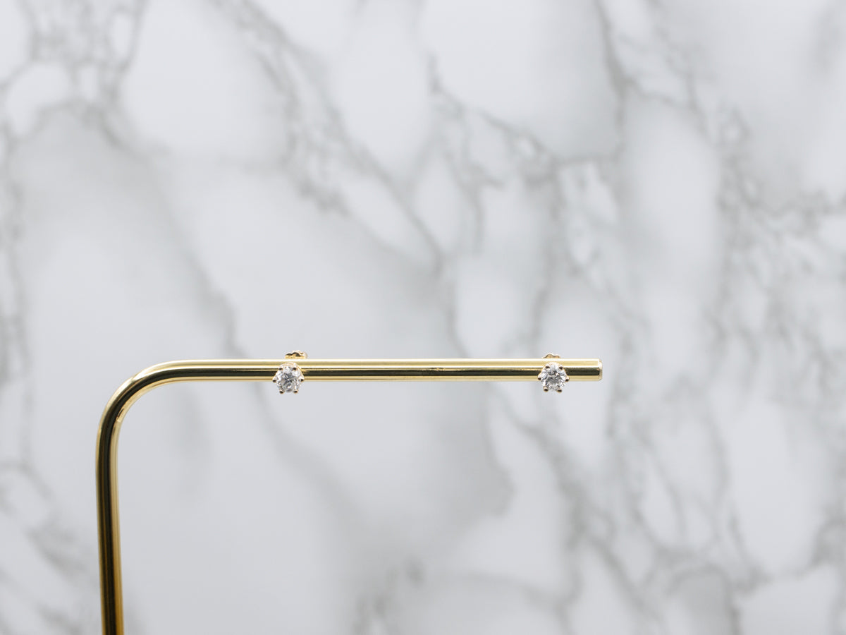 Round Brilliant Diamond Yellow Gold Stud Earrings