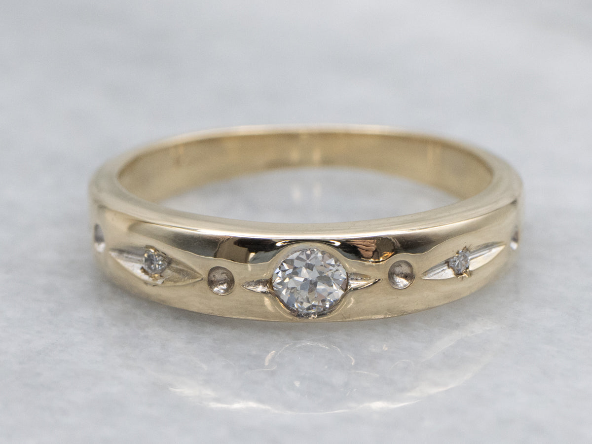 Yellow Gold Flush-Set Diamond Band