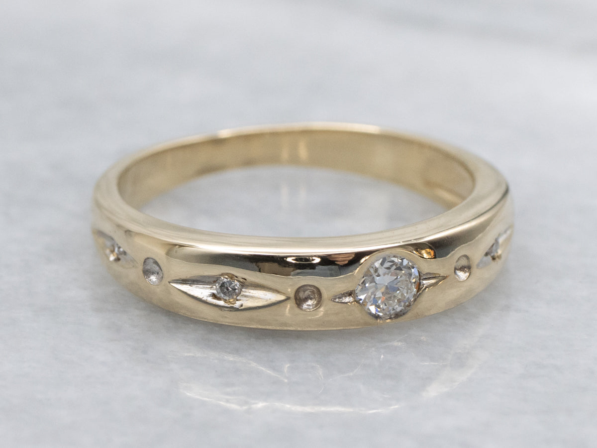 Yellow Gold Flush-Set Diamond Band