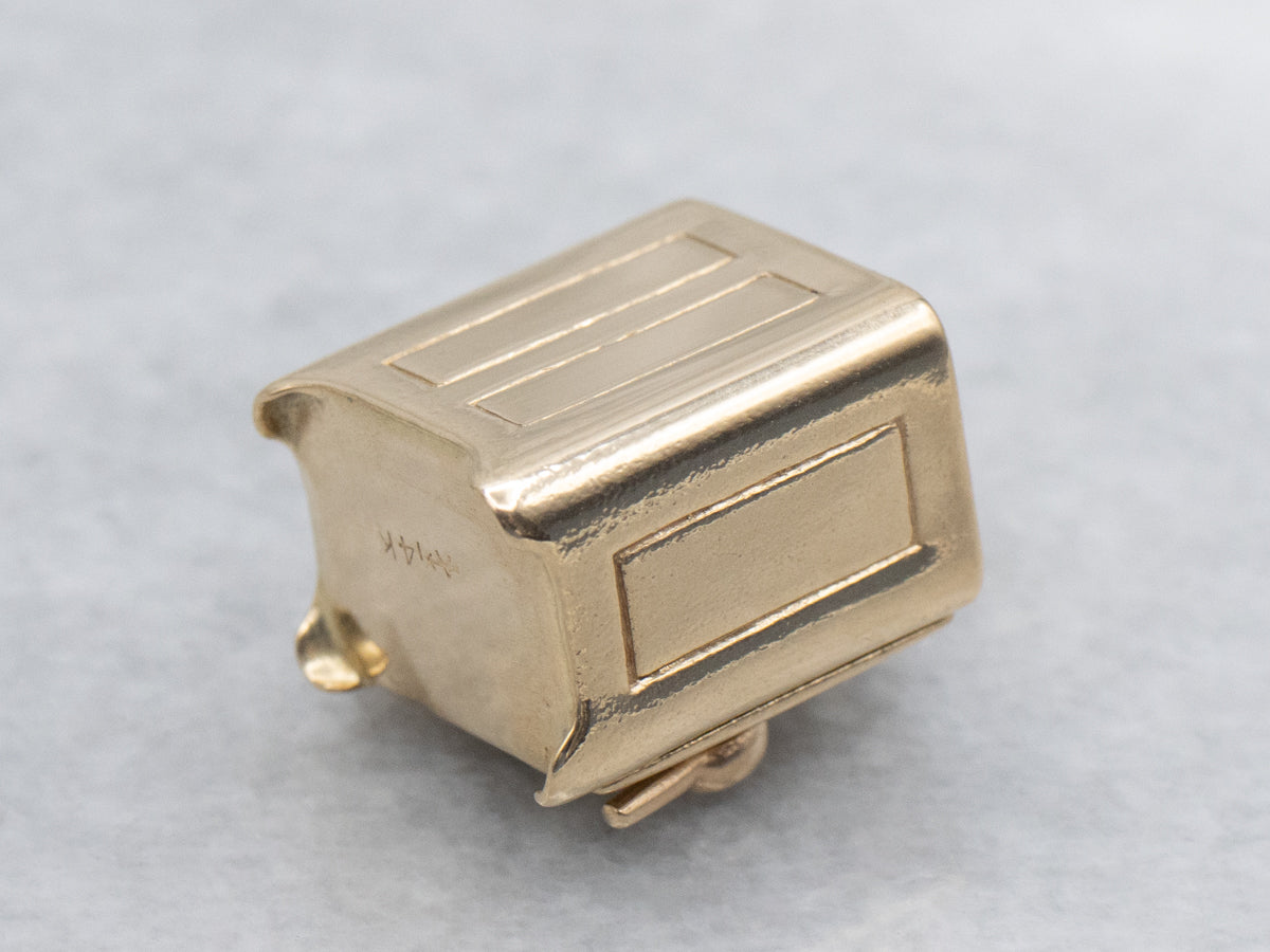 Vintage Yellow Gold Safe Charm with Locking Door