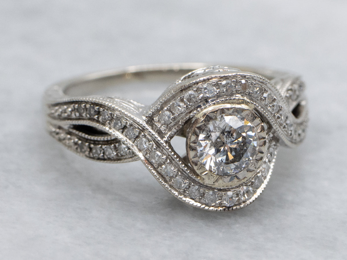 Twisting Round Brilliant Diamond Engagement Ring