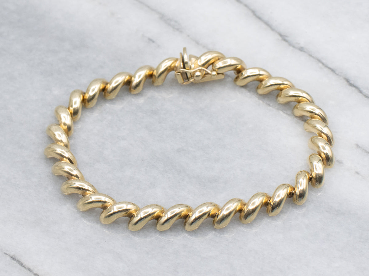 Polished Italian Gold San Marco-Link Bracelet