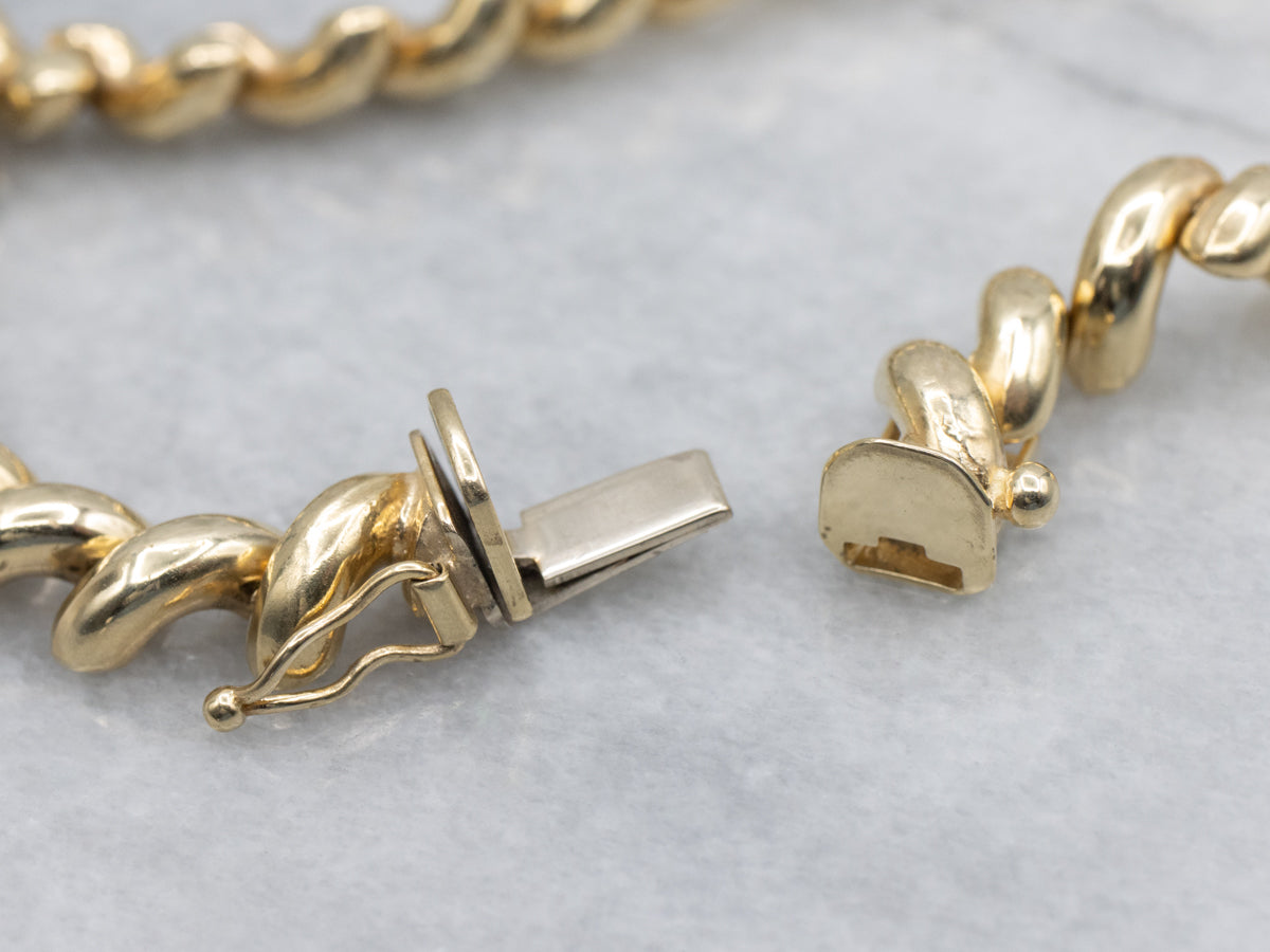 Polished Italian Gold San Marco-Link Bracelet