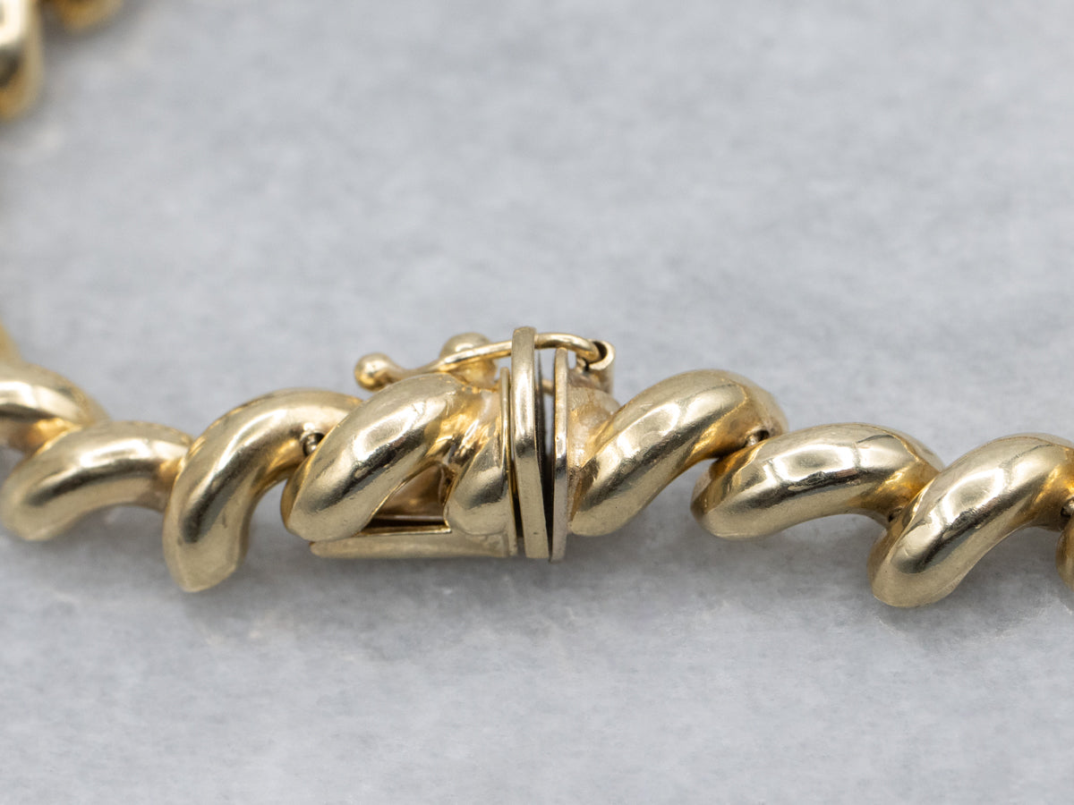 Polished Italian Gold San Marco-Link Bracelet